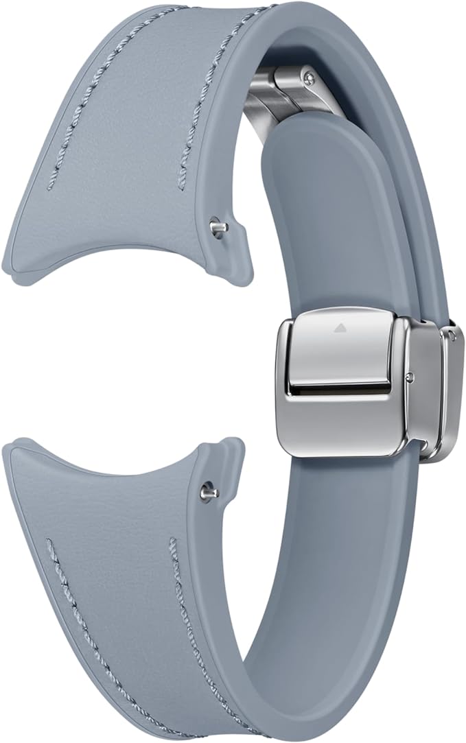 Samsung Galaxy Watch6 D-Buckle Hybrid Leather Band (Slim, S/M) Blue