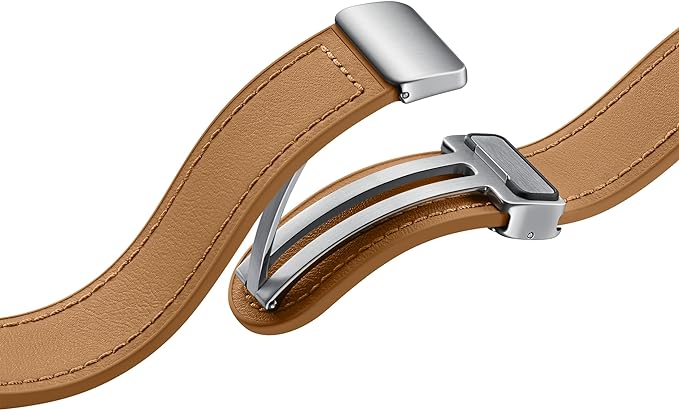 Samsung Galaxy Watch6 D-Buckle Hybrid Leather Band (Slim, S/M) Camel