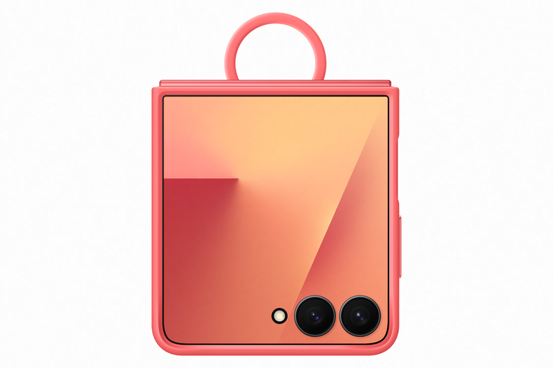 Samsung Galaxy Flip7 Ring Case Silicone Coral Red