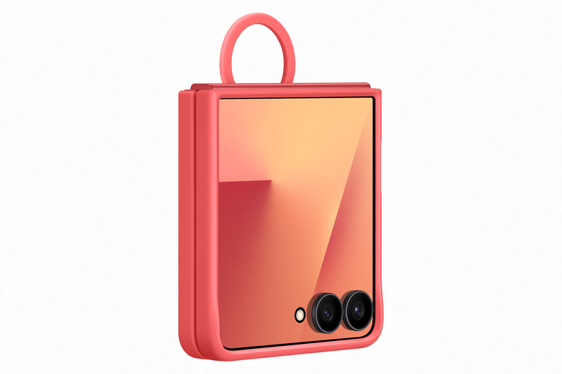 Samsung Galaxy Flip7 Ring Case Silicone Coral Red
