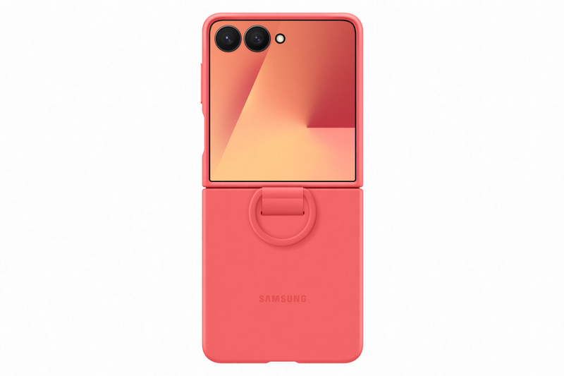 Samsung Galaxy Flip7 Ring Case Silicone Coral Red
