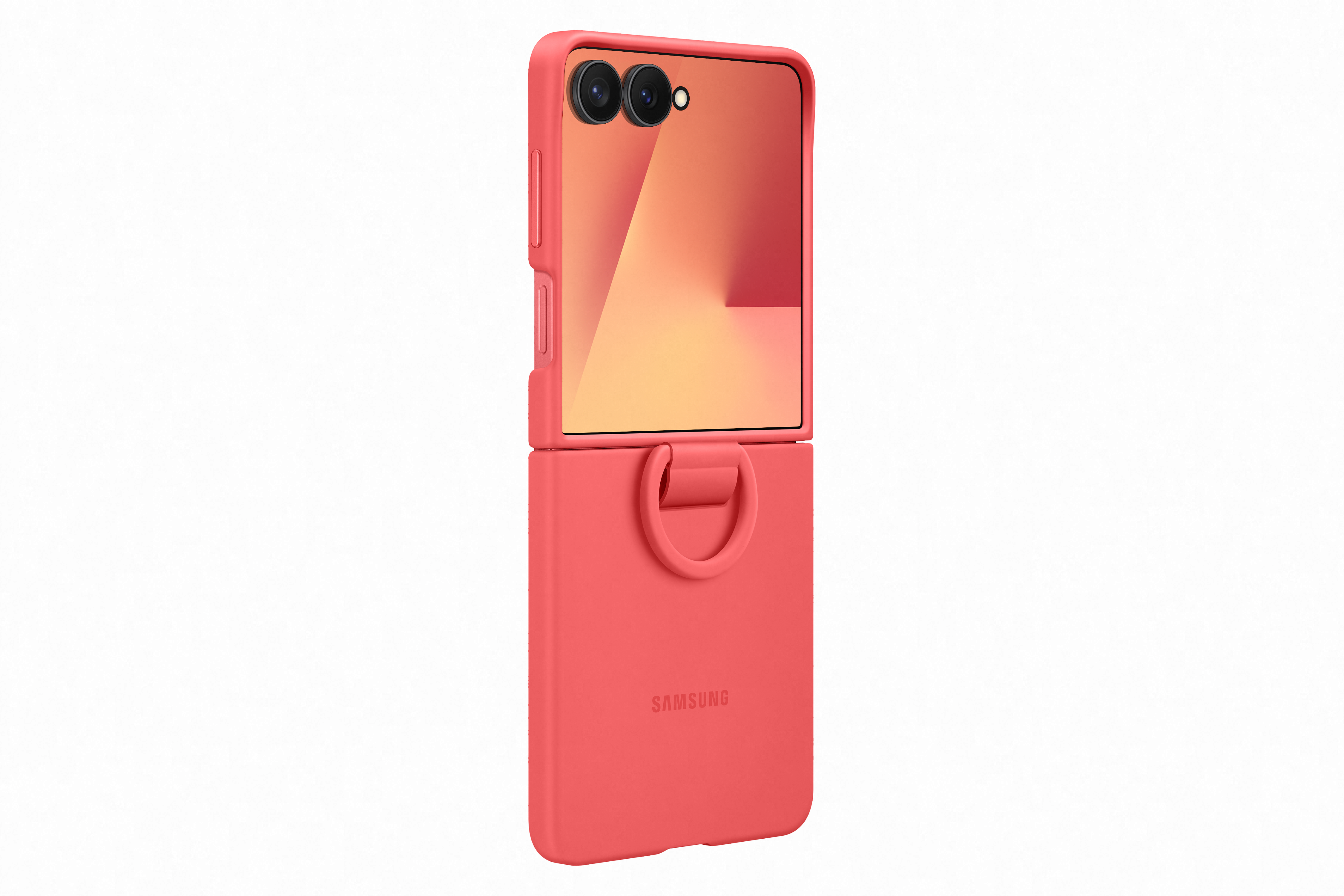 Samsung Galaxy Flip7 Ring Case Silicone Coral Red