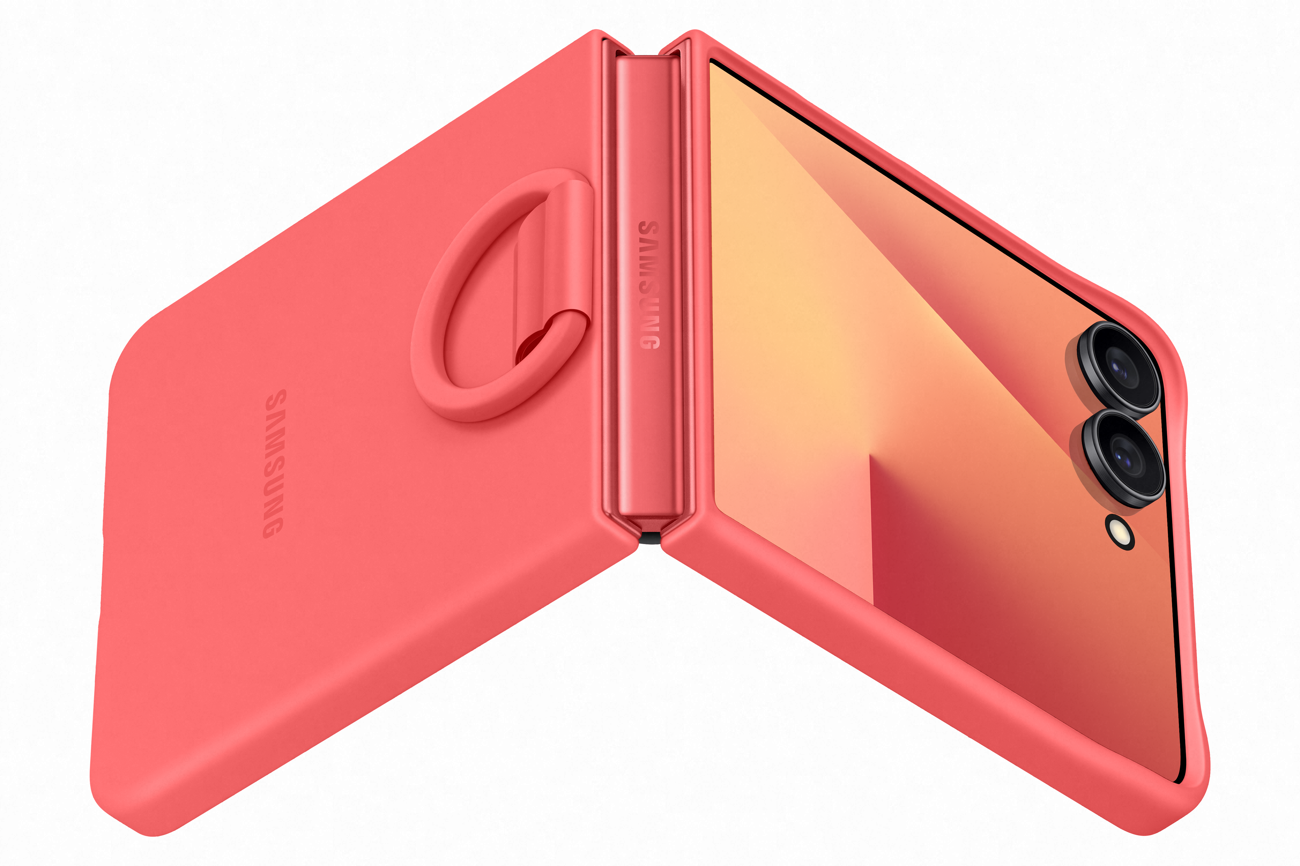 Samsung Galaxy Flip7 Ring Case Silicone Coral Red