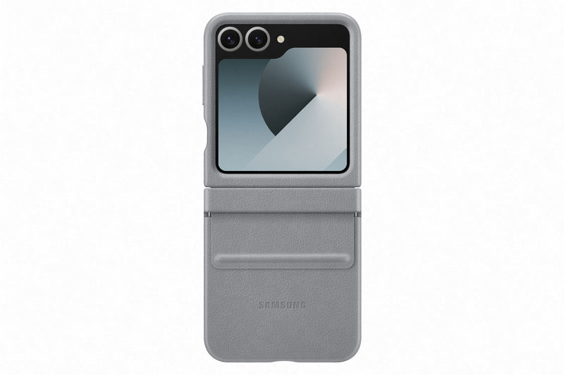 Samsung Galaxy Flip6 Flap Vegan Leather Case Gray