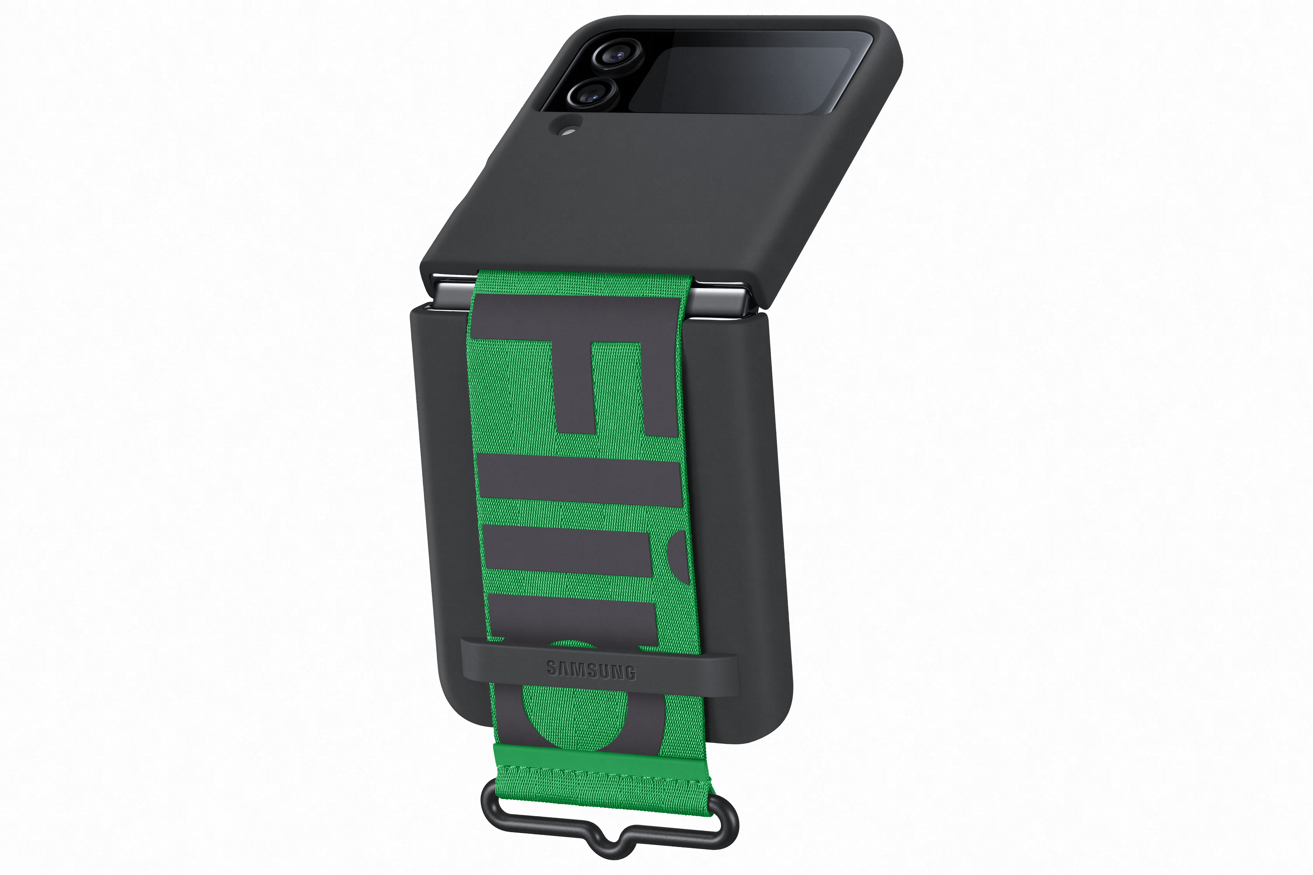 Samsung Galaxy Flip 4 Silicone Cover with Strap Black